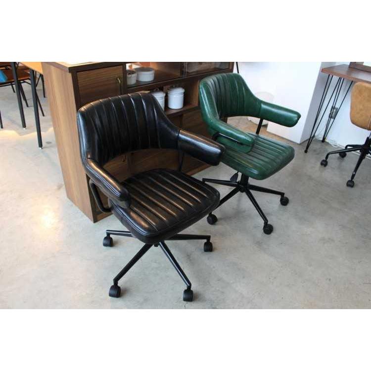 デスクチェア ブラック レトロ調 PUレザー製 合成レザー 合皮 キャスター脚 5本足 肘掛け付 肘付 |  | 10