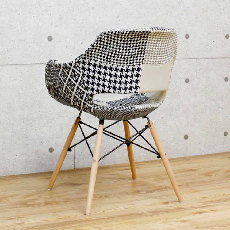 ダイニングチェア パッチワーク おしゃれ 北欧 1脚 モノトーン