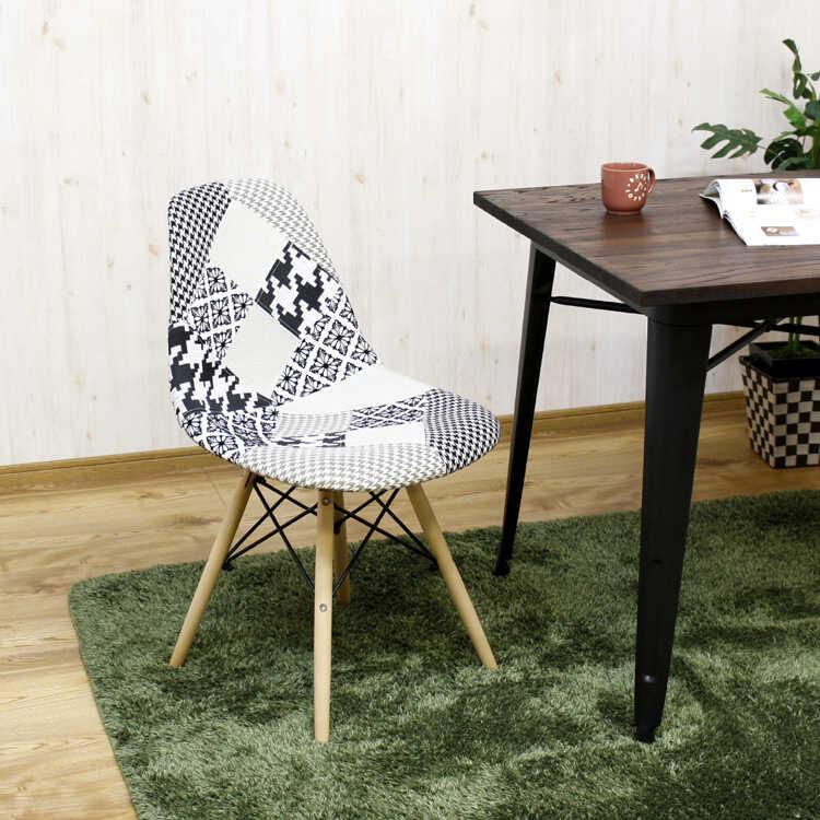 パッチワーク チェア モノトーン 椅子 椅子 チェア モノトーン パッチワーク 布張り 木製 かわいい