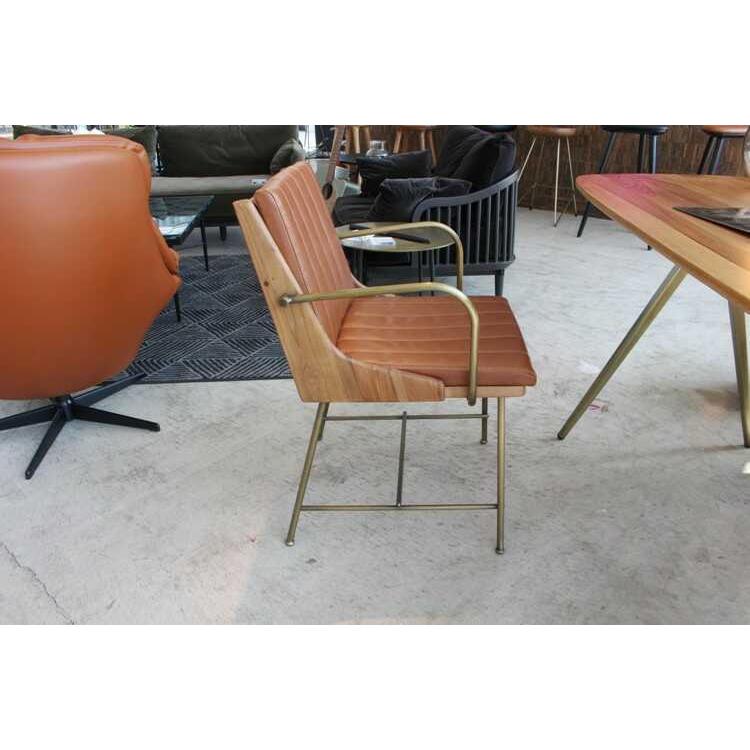 ダイニングチェア 肘付 肘掛 アンティーク 椅子 クラシック レトロ おしゃれ 合成皮革 PUレザー ゴールド ウォールナット 天然木製 無垢 スチール いす イス |  | 13