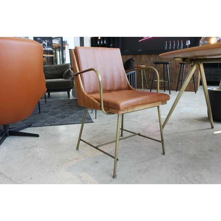 ダイニングチェア 肘付 肘掛 アンティーク 椅子 クラシック レトロ おしゃれ 合成皮革 PUレザー ゴールド ウォールナット 天然木製 無垢 スチール いす イス |  | 03