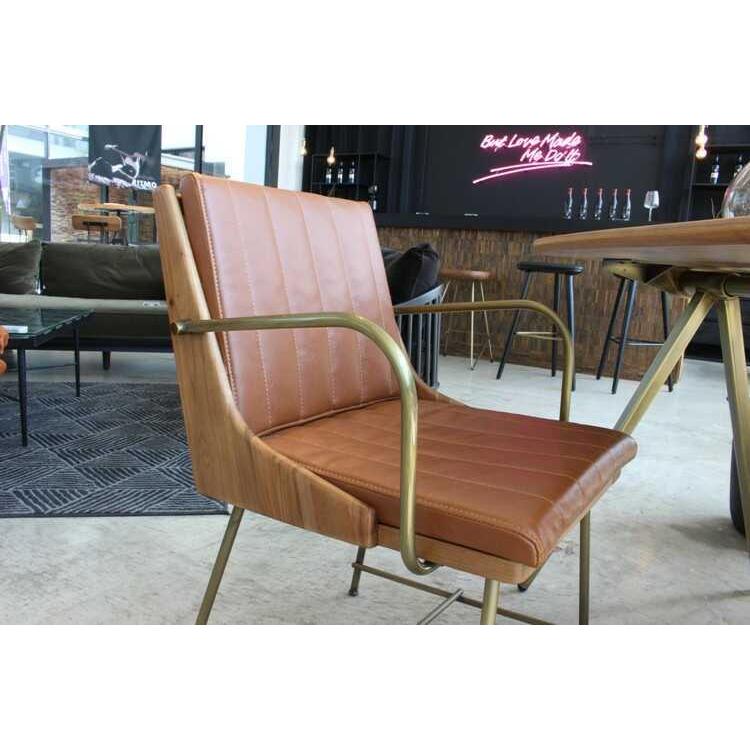 ダイニングチェア 肘付 肘掛 アンティーク 椅子 クラシック レトロ おしゃれ 合成皮革 PUレザー ゴールド ウォールナット 天然木製 無垢 スチール いす イス |  | 08