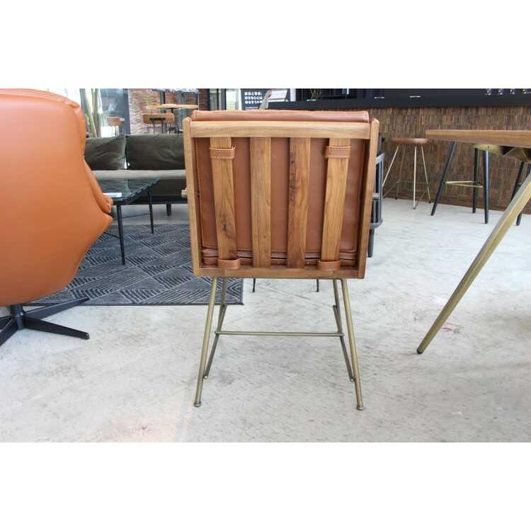 ダイニングチェア 肘付 肘掛 アンティーク 椅子 クラシック レトロ おしゃれ 合成皮革 PUレザー ゴールド ウォールナット 天然木製 無垢 スチール いす イス |  | 09