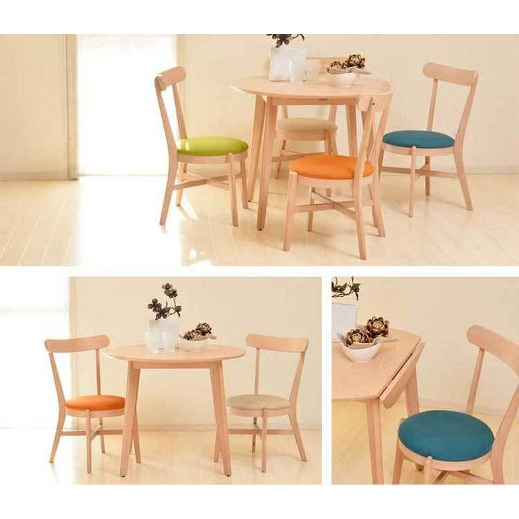 かわいい北欧風の布製ダイニングチェア（天然木ビーチ材）2脚セット