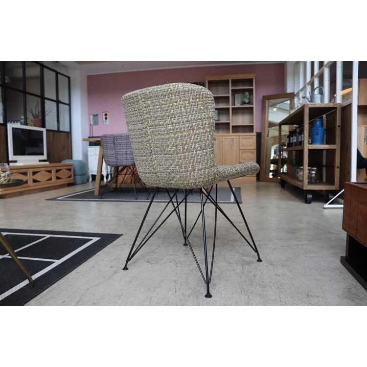 ダイニングチェア おしゃれ 布 ツイード イエロー 一脚 レトロ モダン