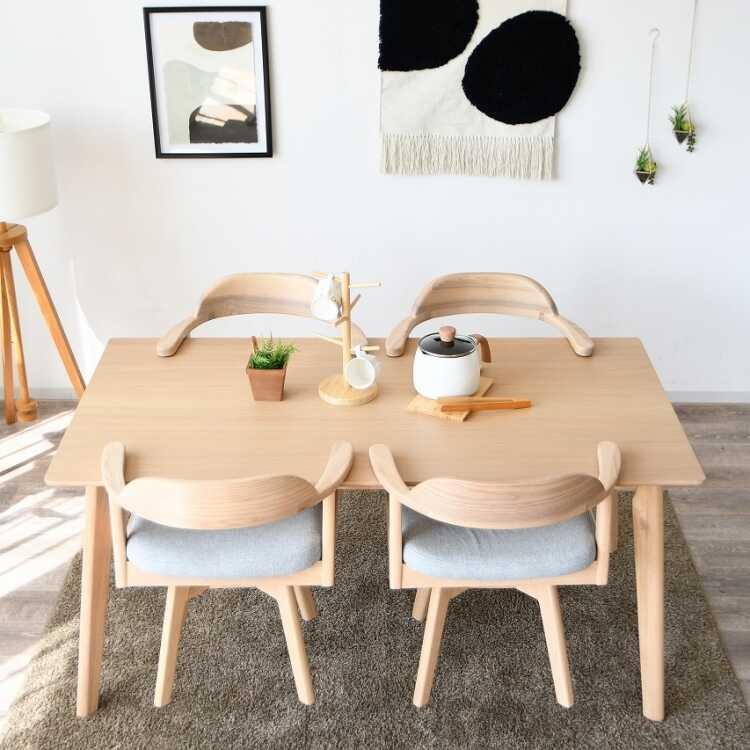 天板に掛けられる！フレームの曲線が美しい回転ダイニングチェア 天然木製フレーム 布ファブリック張り 食卓椅子 カフェチェア おしゃれ かわいい インテリア |  | 14