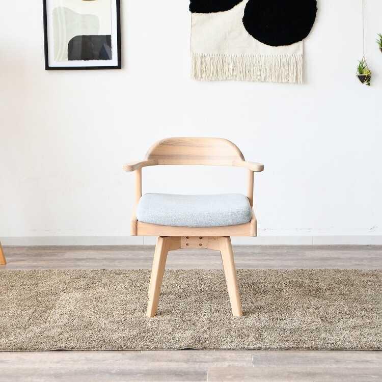 天板に掛けられる！フレームの曲線が美しい回転ダイニングチェア 天然木製フレーム 布ファブリック張り 食卓椅子 カフェチェア おしゃれ かわいい インテリア |  | 01