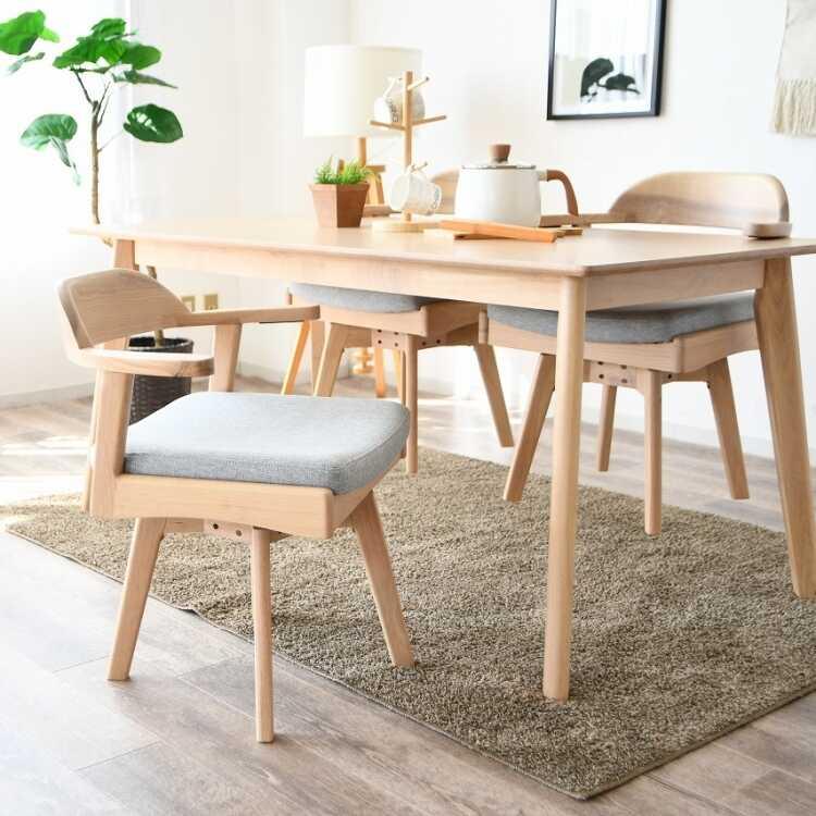 天板に掛けられる！フレームの曲線が美しい回転ダイニングチェア 天然木製フレーム 布ファブリック張り 食卓椅子 カフェチェア おしゃれ かわいい インテリア |  | 08