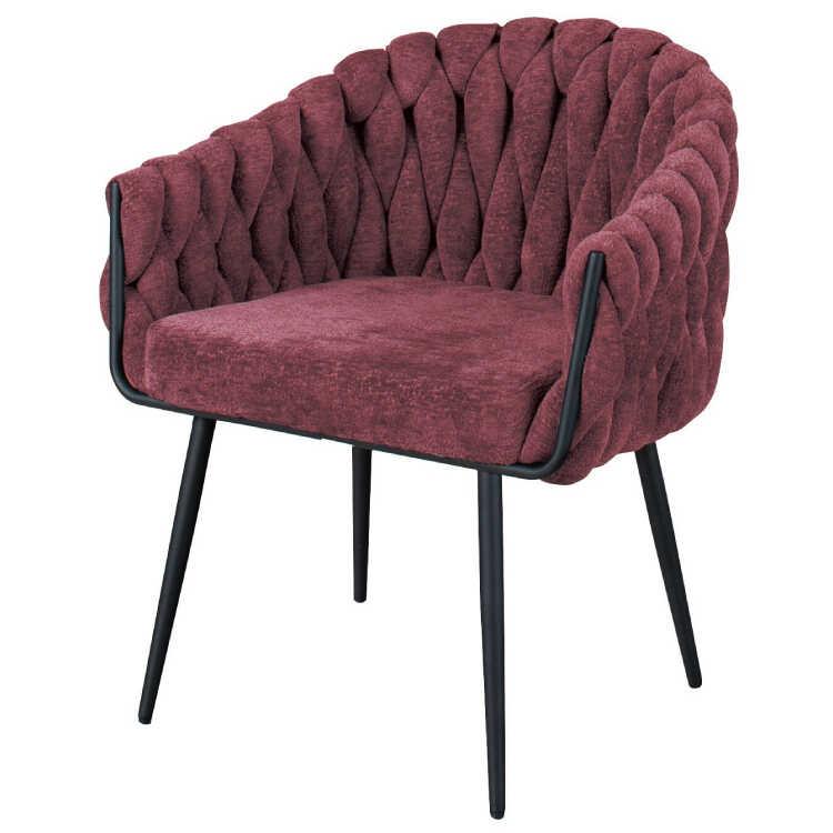 モコモコ感がセレブで上品なラウンジチェア ファブリック製 レッド色 おしゃれ 高級感 ダイニングチェア デスクチェア カフェチェア 食卓用いす 布 スチール |  | 02