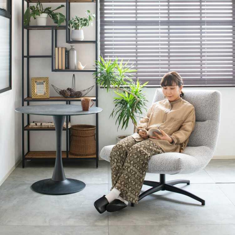 あぐらもかけるワイドでゆったり回転式ソファー ひとりがけ おしゃれ かわいい リラックスチェア パーソナルチェア リビング 書斎 ライトグレー ダークグレー |  | 12