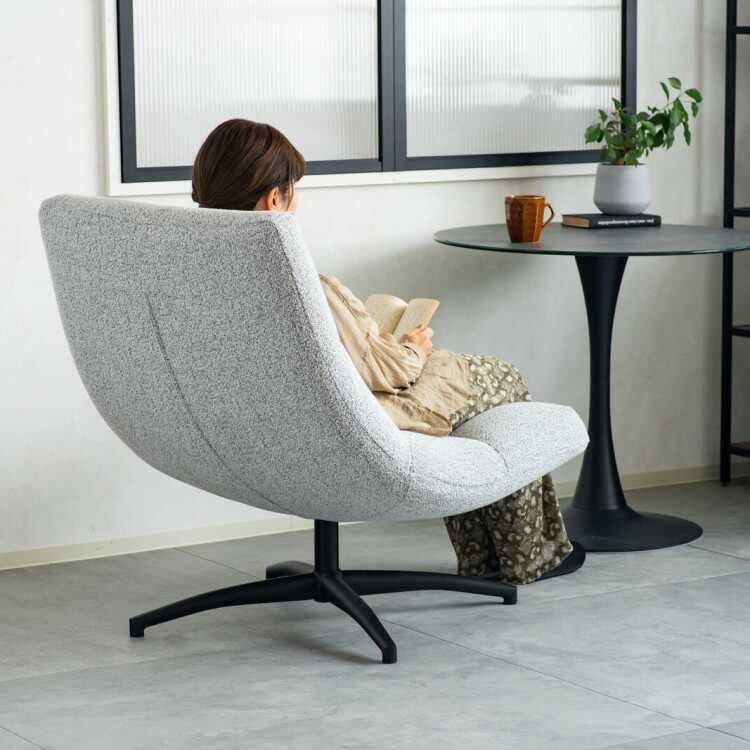 あぐらもかけるワイドでゆったり回転式ソファー ひとりがけ おしゃれ かわいい リラックスチェア パーソナルチェア リビング 書斎 ライトグレー ダークグレー |  | 13