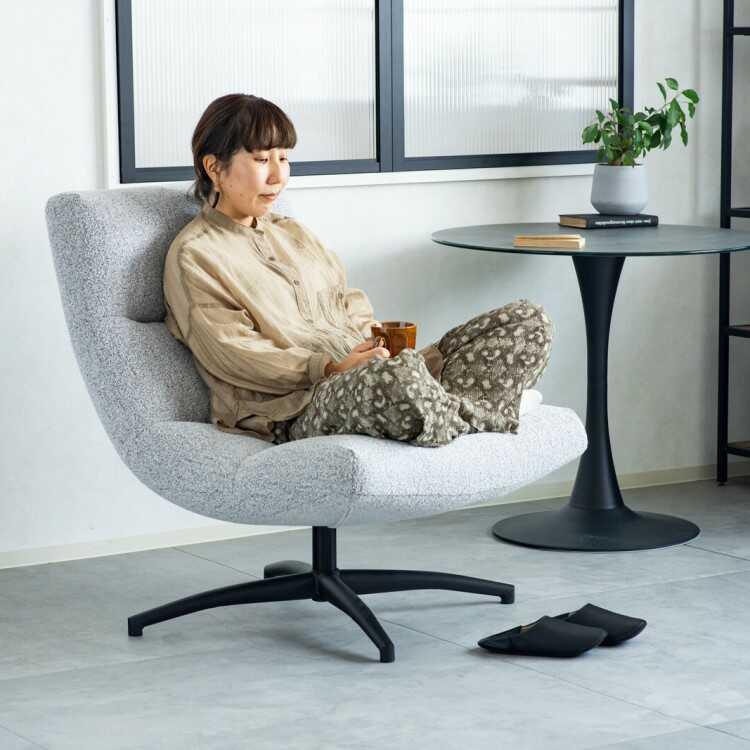 あぐらもかけるワイドでゆったり回転式ソファー ひとりがけ おしゃれ かわいい リラックスチェア パーソナルチェア リビング 書斎 ライトグレー ダークグレー |  | 15