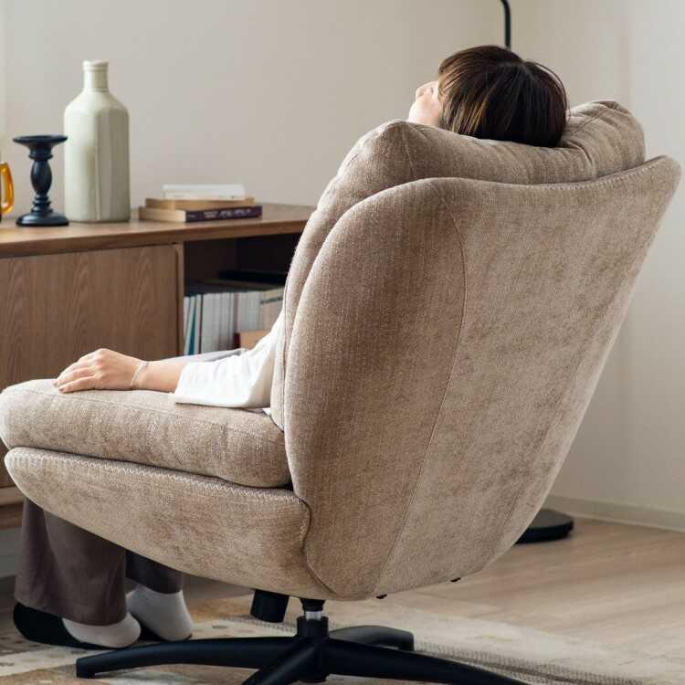 ロッキング機能付きでリラックス効果抜群のパーソナルチェア オットマン付き ベージュ おしゃれ かわいい リラックスチェア リビング 書斎 フットレスト付き |  | 10