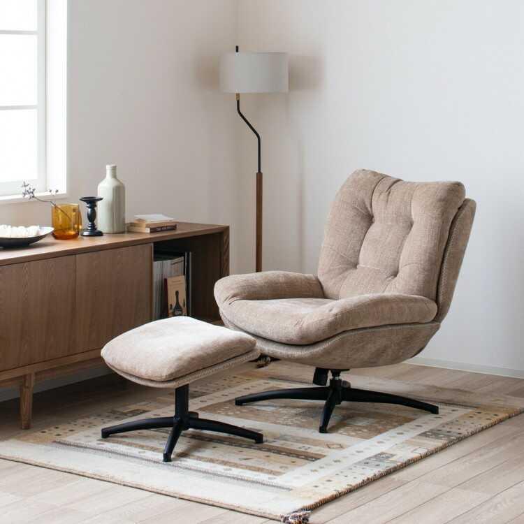 ロッキング機能付きでリラックス効果抜群のパーソナルチェア オットマン付き ベージュ おしゃれ かわいい リラックスチェア リビング 書斎 フットレスト付き |  | 12