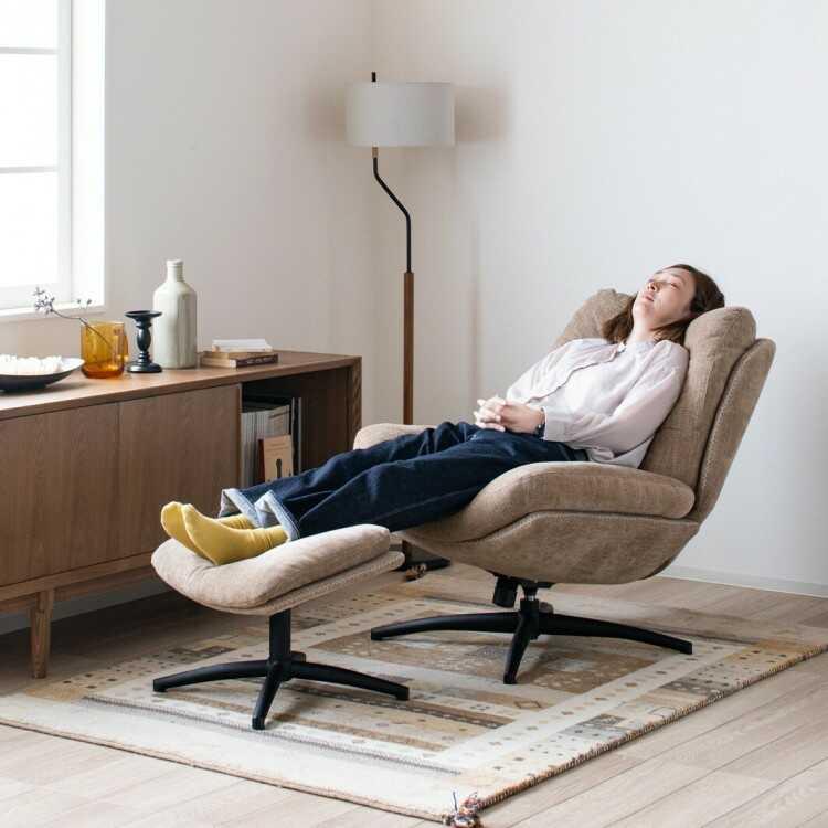 ロッキング機能付きでリラックス効果抜群のパーソナルチェア オットマン付き ベージュ おしゃれ かわいい リラックスチェア リビング 書斎 フットレスト付き |  | 15