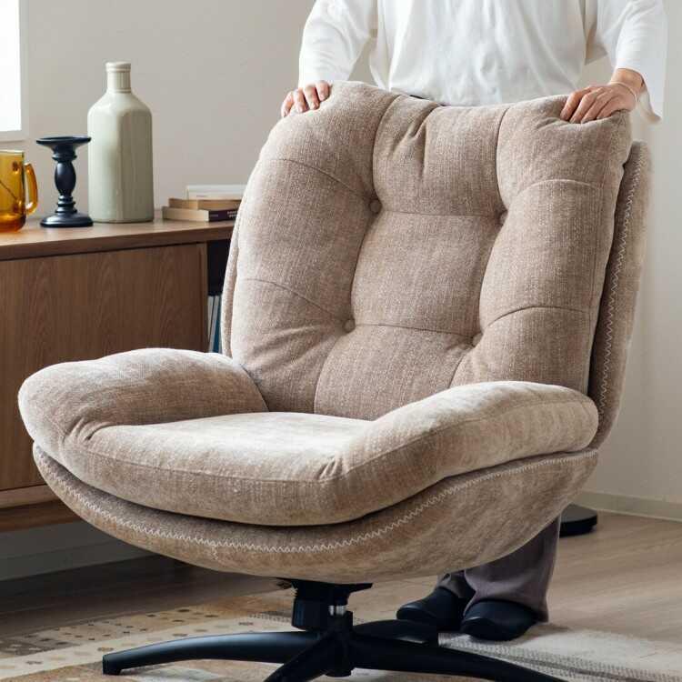 ロッキング機能付きでリラックス効果抜群のパーソナルチェア オットマン付き ベージュ おしゃれ かわいい リラックスチェア リビング 書斎 フットレスト付き |  | 05