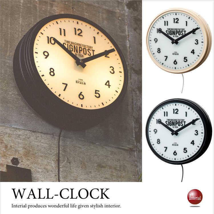 壁掛け時計 ライト付き レトロ ブルックリン ヴィンテージ かっこいい おしゃれ リビング 玄関 寝室 おすすめ インテリア時計 離島配送不可 Cl 1957 インテリアル 通販 Yahoo ショッピング