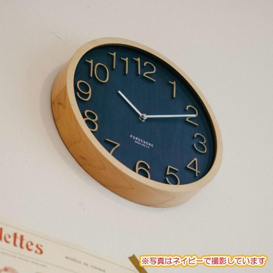 壁掛け時計 電波時計 ネイビー ナチュラル 木目 木製 天然木 30cm 北欧