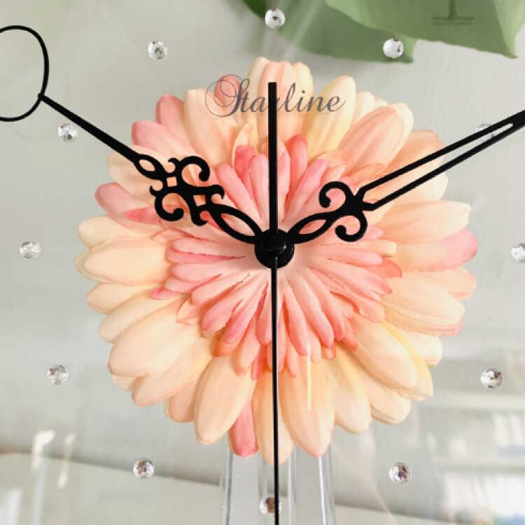 壁掛け時計 ウォールクロック アートフラワー ピーチ ガラス