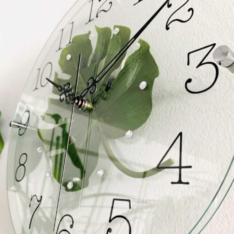 壁掛け時計 ウォールクロック アートフラワー モンステラ 造花 ガラス
