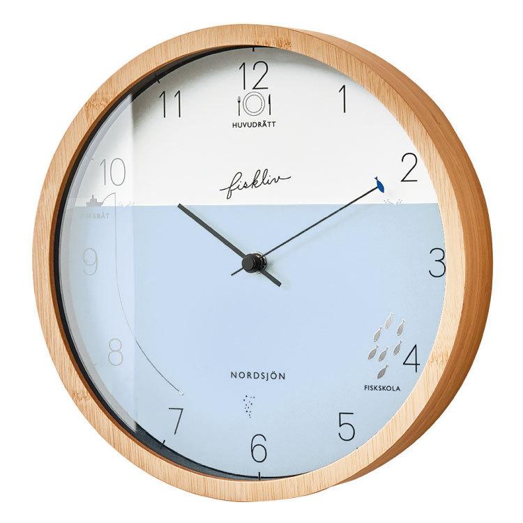 壁掛け時計　電波時計　お魚　海　船　おしゃれ　木製　ナチュラル　子供部屋　子ども　北欧　小さめ　25cm　ユニーク　インテリア時計 |  | 01