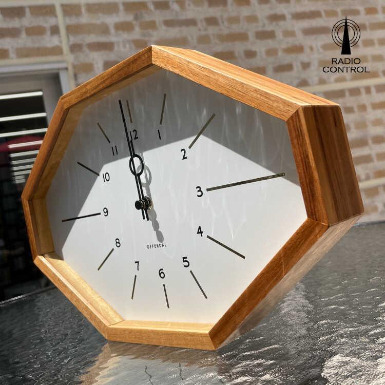 壁掛け時計　電波時計　木製　八角形　ホワイト　モノトーン　モダン　北欧　オシャレ　個性的　高級感　天然木　ゴールド　インテリア　離島配送不可 |  | 04