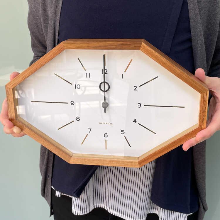 壁掛け時計　電波時計　木製　八角形　ホワイト　モノトーン　モダン　北欧　オシャレ　個性的　高級感　天然木　ゴールド　インテリア　離島配送不可 |  | 05