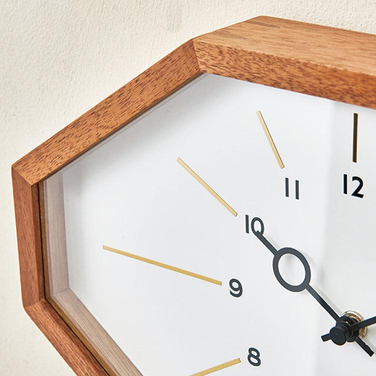 壁掛け時計　電波時計　木製　八角形　ホワイト　ブラック　モノトーン　モダン　北欧　オシャレ　個性的　高級感　天然木　ゴールド　インテリア　離島配送不可 |  | 06