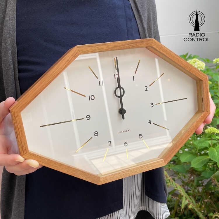 壁掛け時計　電波時計　木製　八角形　ホワイト　モノトーン　モダン　北欧　オシャレ　個性的　高級感　天然木　ゴールド　インテリア　離島配送不可 |  | 06