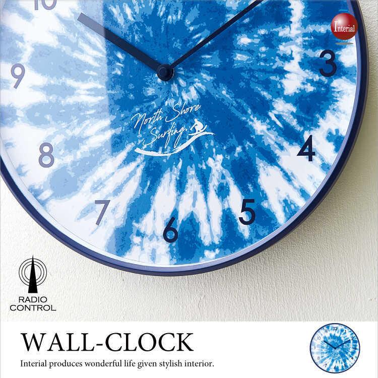 Cl 2239 ブルー ビーチ 爽やか 夏 家具 インテリア 電波時計 掛け時計 壁掛け時計 インテリアル マリン インテリア時計 グラデーション 西海岸風 海 壁掛け時計 インテリア時計 かっこいい タイダイ サーフ 離島配送不可