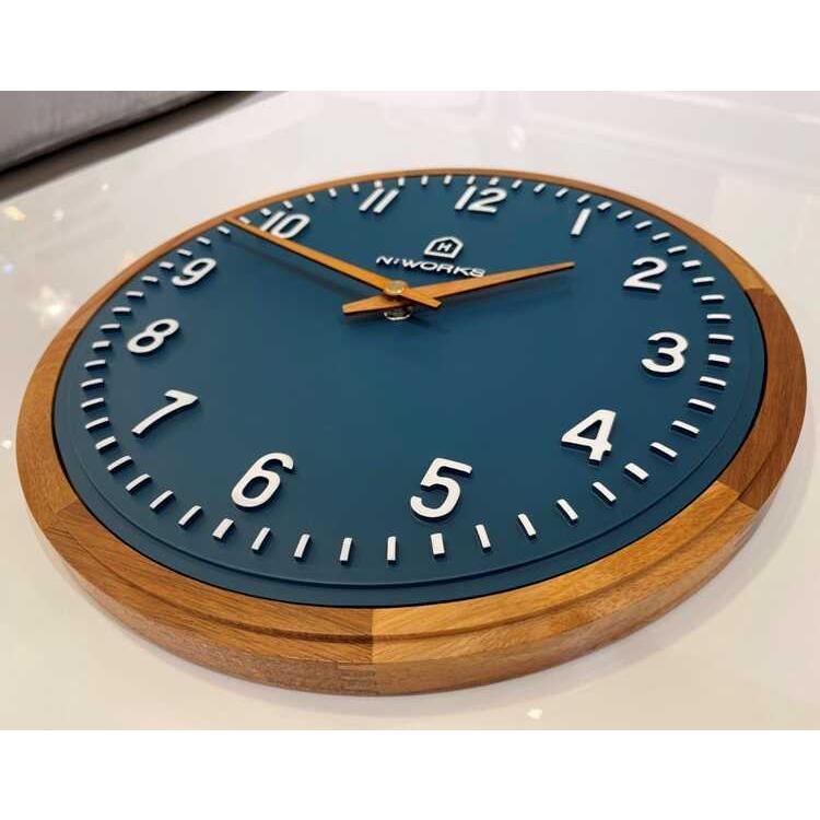 壁掛け時計 ネイビー 可愛い 北欧 木製 ナチュラル 30cm ポリレジン