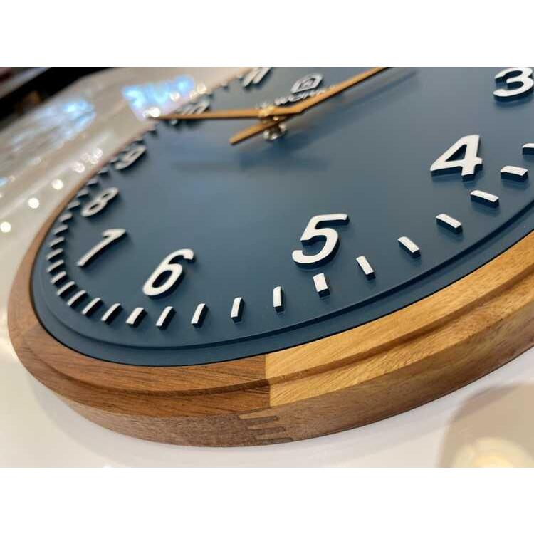 壁掛け時計 ネイビー 可愛い 北欧 木製 ナチュラル 30cm ポリレジン