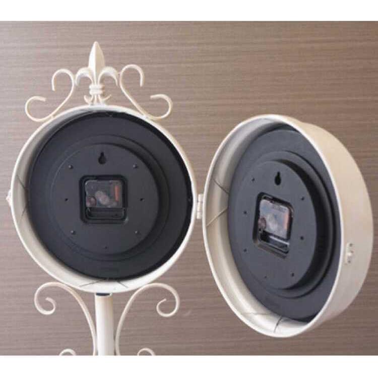 両面時計 ステーションクロック フロアスタンド/アイボリー 150cm 駅