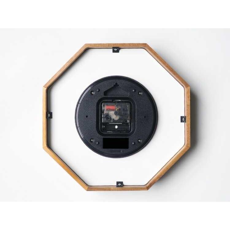 壁掛け時計 掛け時計 おしゃれ 八角形 天然木 北欧 静音 連続秒針 時計