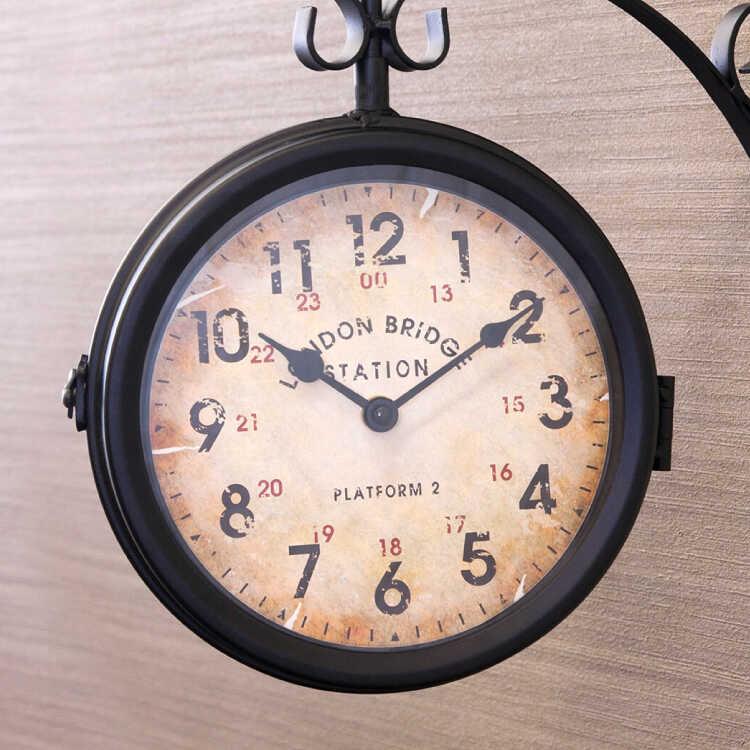 壁掛け時計 おしゃれ 時計 両面 掛け時計 幅32 黒 ブラック