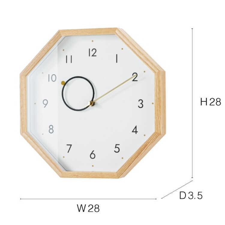 幸運を呼ぶ八角形の壁掛け時計 ナチュラルカラーのウォールクロック