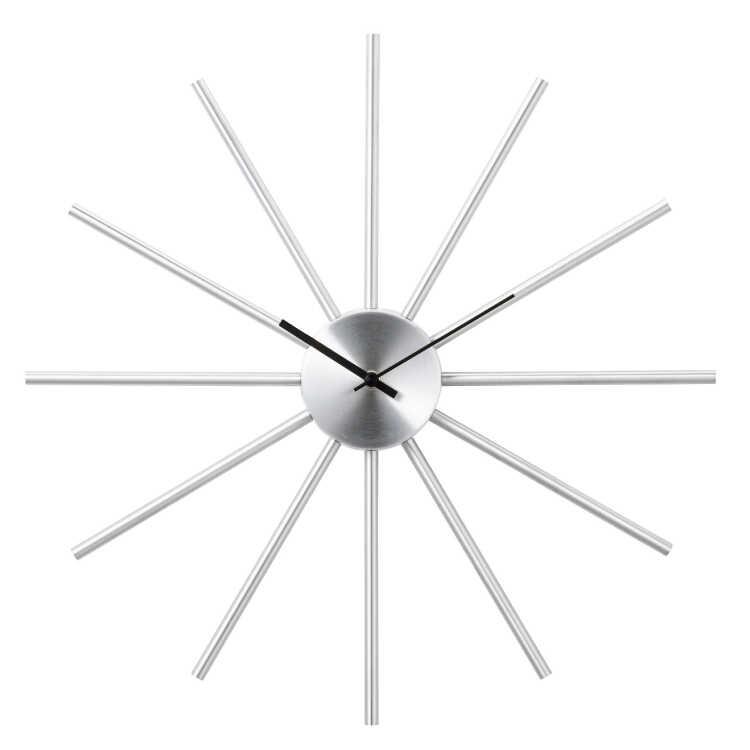 シルバーがスタイリッシュなアルミ製壁掛け時計 メンテナンスしやすいシンプルなウォールクロック 音なし スイープムーブメント 連続秒針 書斎 寝室 ダイニング |  | 01