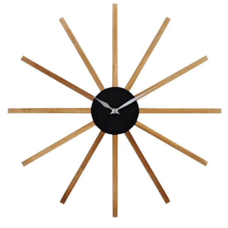 ミッドセンチュリーデザインの高級壁掛け時計 天然木製 音なし連続秒針