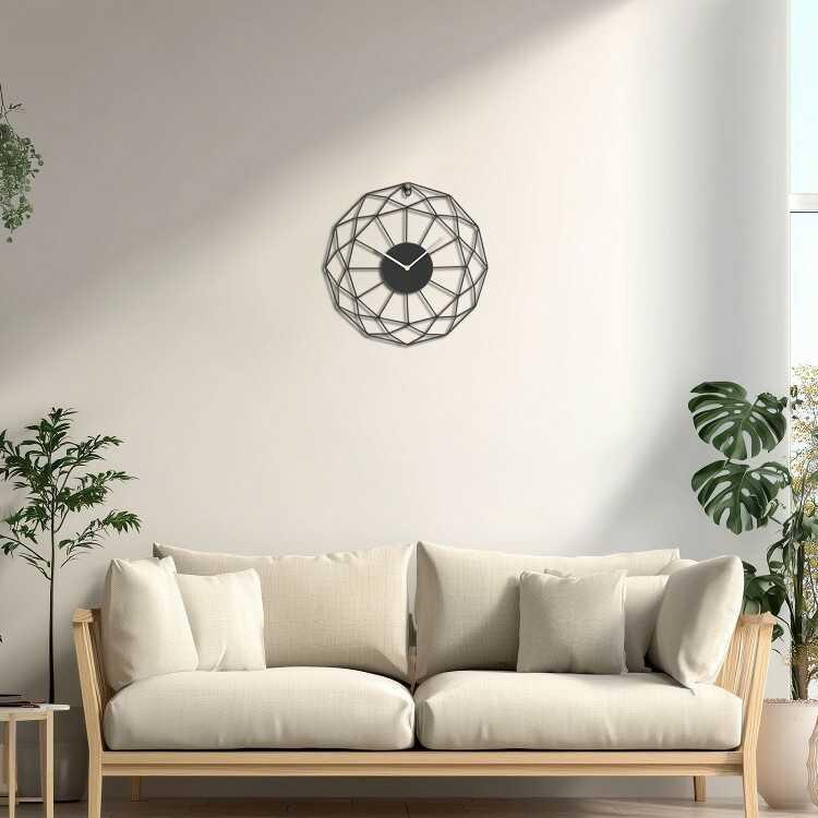 黒の幾何学模様のかっこいい壁掛け時計 モダンアートでおしゃれなウォールクロック 静かな連続秒針 スイープムーブメント 大きい直径40cm リビング居間 書斎 |  | 05