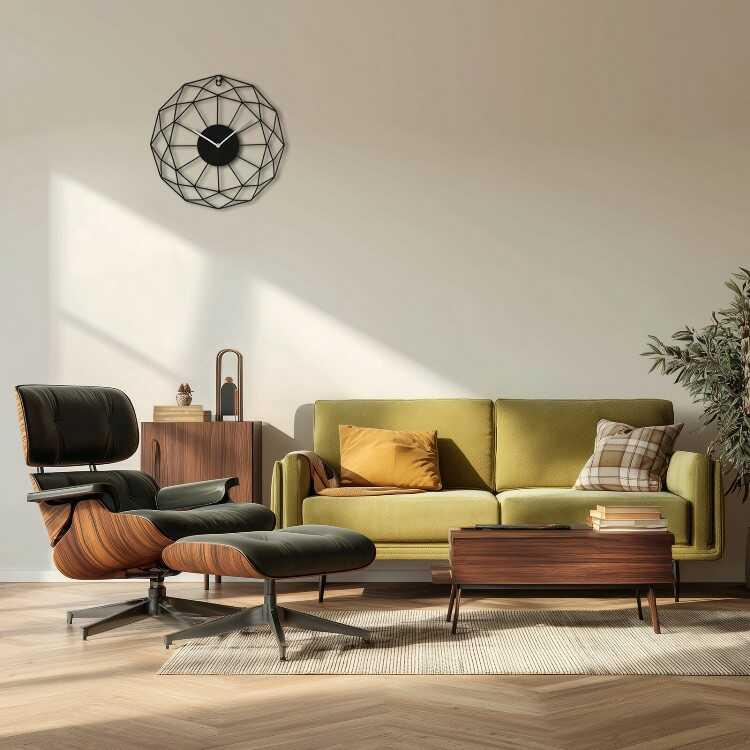 黒の幾何学模様のかっこいい壁掛け時計 モダンアートでおしゃれなウォールクロック 静かな連続秒針 スイープムーブメント 大きい直径40cm リビング居間 書斎 |  | 09