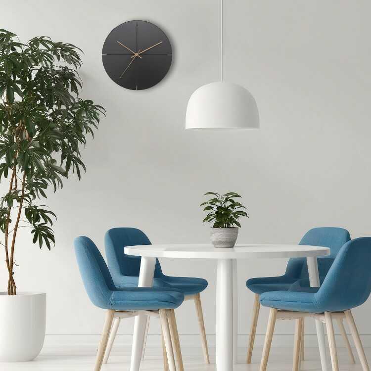 ブラックボディーのかっこいい壁掛け時計 モダンな黒のウォールクロック 連続秒針 スイープムーブメント 静音 直径30cm リビング 書斎 寝室 おしゃれ木目調針 |  | 04