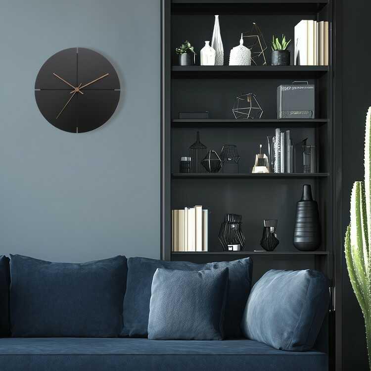 ブラックボディーのかっこいい壁掛け時計 モダンな黒のウォールクロック 連続秒針 スイープムーブメント 静音 直径30cm リビング 書斎 寝室 おしゃれ木目調針 |  | 07