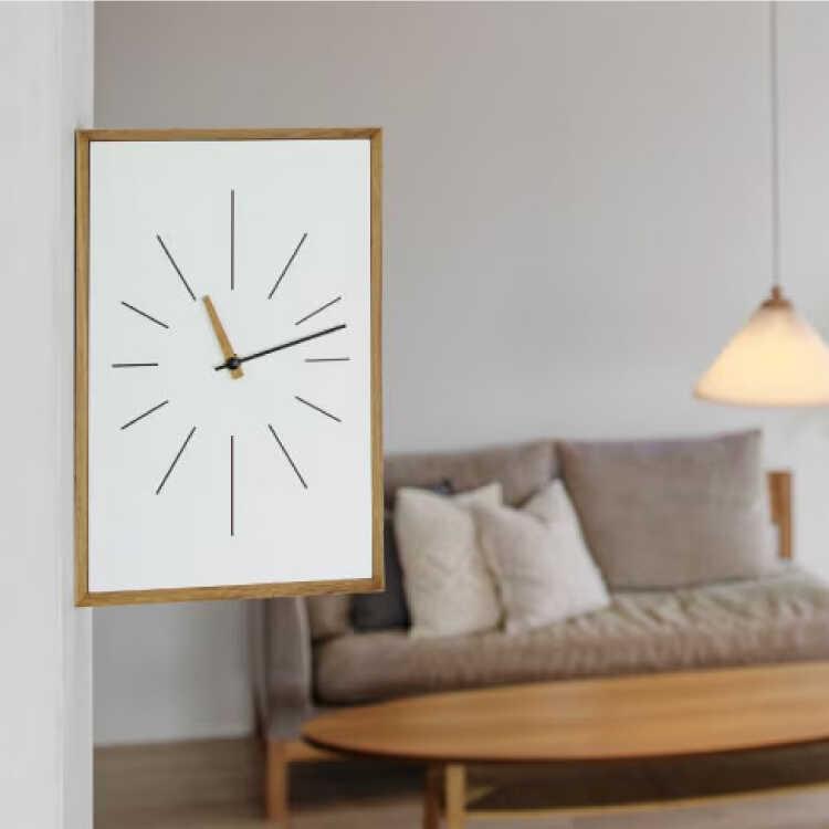 タテとヨコ両方OKの高級な両面壁掛け時計 天然木アカシア製 静かなスイープムーブメント ウォールクロック 連続秒針 お洒落 ダイニング 静音 シンプル リビング |  | 05