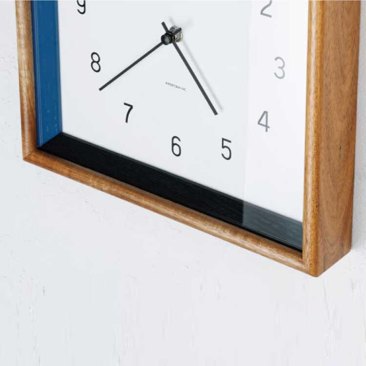 天然木製・四角形の高級壁掛け時計 静かな連続秒針 音なし スイープムーブメント ウォールクロック 静音 ブルー レッド リビング ベッドルーム 書斎 インテリア |  | 03