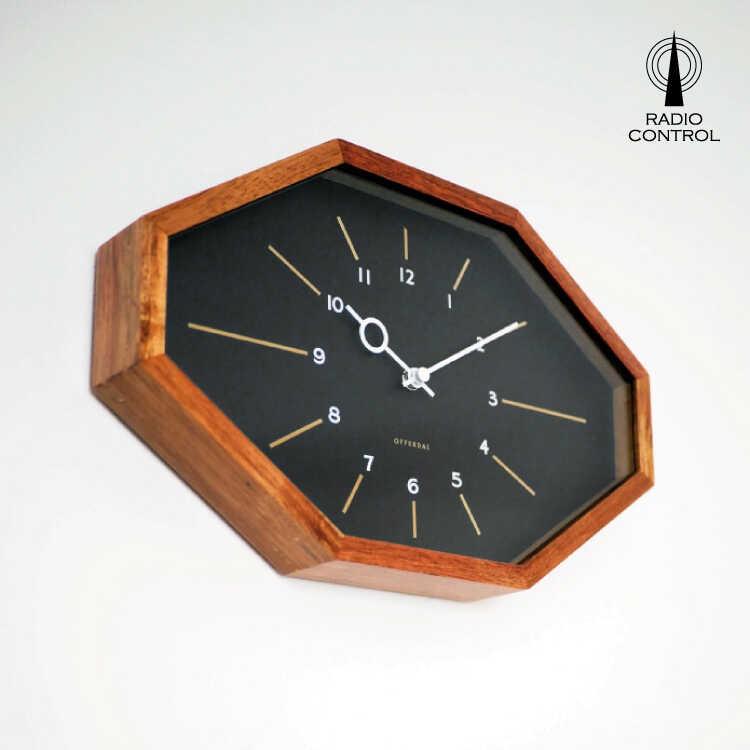 壁掛け電波時計モノトーン・オクタゴンデザイン 黒 ブラック モダン 北欧 オシャレ 個性的 高級感 天然木 ゴールド インテリア ウォールクロック スタイリッシュ |  | 03