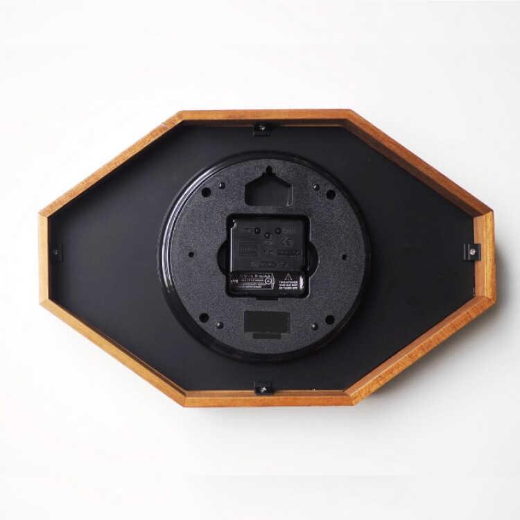 壁掛け電波時計モノトーン・オクタゴンデザイン 黒 ブラック モダン 北欧 オシャレ 個性的 高級感 天然木 ゴールド インテリア ウォールクロック スタイリッシュ |  | 05