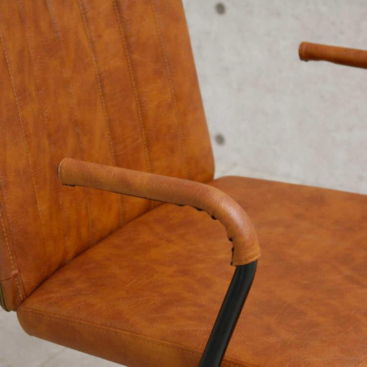 パソコンチェア おしゃれ ブラウン レザー 合皮 レトロ ヴィンテージ 肘付き キャスター 昇降式 デスクチェア アンティーク ワンルーム 在宅ワーク |  | 05