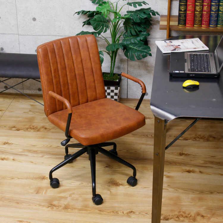 パソコンチェア おしゃれ ブラウン レザー 合皮 レトロ ヴィンテージ 肘付き キャスター 昇降式 デスクチェア アンティーク ワンルーム 在宅ワーク |  | 06