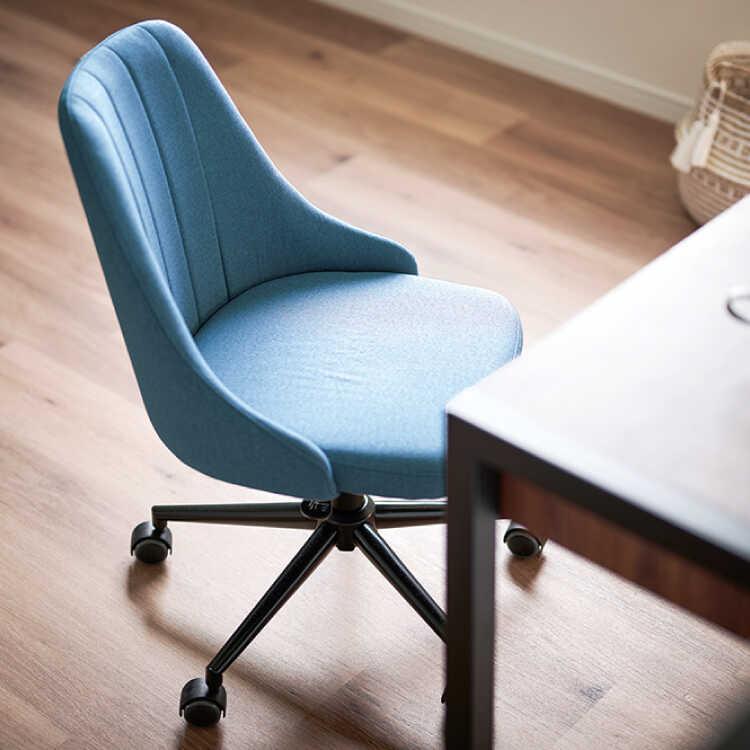 デスクチェア パソコンチェアー 布製 グレー ブルー 青色