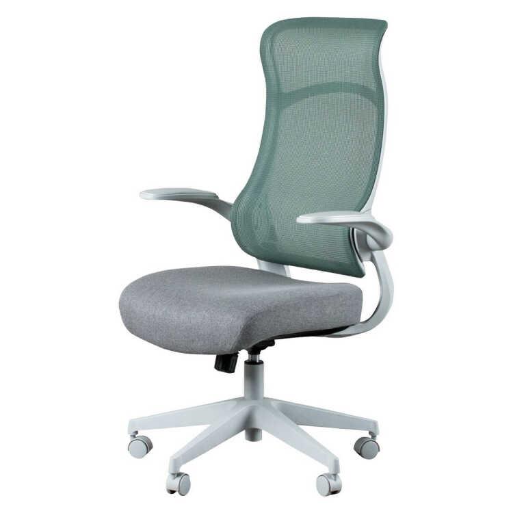 メッシュ製ハイバックオフィスチェア 肘跳ね上げ式 グリーン パソコンチェア デスクチェア おしゃれ シンプル ファブリック スチール ハイバック 昇降機能付き |  | 01